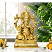 Brass Ganesha idol UAE, Hindu God statue UAE, Brass Ganpati idol Dubai, Antique brass Ganesha for home decor, Handcrafted Ganesha statue Middle East, Hindu deity statue UAE, 