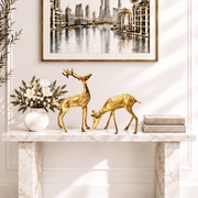 
Brass Buck And Doe, Metal Deer Sculpture, Handcrafted Brass Deer Set, Brass Antelope Pair, Golden Wildlife Sculpture, Brass Animal Décor, Luxury Deer Sculpture, 

