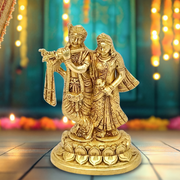 Brass Radha Krishna idol pair for pooja room,7 inch brass Radha Krishna figurine,
Handmade Radha Krishna brass idol,Gold antique Radha Krishna pair statue,Brass Radha Krishna pair,