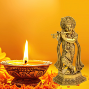 Buy Krishna Murti Online UAE/
Brass Hindu God Statue Middle East/
Handmade Brass Krishna Sculpture/
Krishna Murti for Home Temple UAE/
Traditional Krishna Idol Brass/