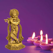 Brass Krishna Statue UAE, Krishna Idol in Dubai, Buy Krishna Murti Online UAE, Traditional Krishna Idol Brass,