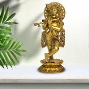 Buy Krishna Murti Online UAE,Brass Hindu God Statue Middle East,Handmade Brass Krishna Sculpture,Krishna Murti for Home Temple UAE,Traditional Krishna Idol Brass,