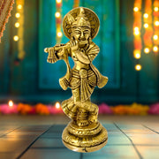 Antique Brass Krishna Murti/
Brass Krishna Decor Middle East/
Buy Hindu God Idols in UAE/
Krishna Idol for Mandir UAE/
Pure Brass Krishna Sculpture/
