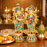 Handcrafted Brass Radha Krishna,Radha Krishna Murti Brass,Traditional Radha Krishna Statue,Radha Krishna Decor for Home,