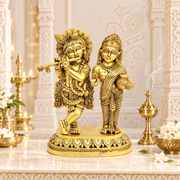 solid brass Radha Krishna idol pair UAE, brass Radha Krishna statue, Radha Krishna brass murti set, standing Radha Krishna brass sculpture, Radha Krishna idol with flute,
