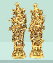 Brass Radha Krishna Sculpture Pair Hand Made
Brass Radha Krishna Idol Pair For Pooja RoomBrass Radha Krishna Pair for Office Decor