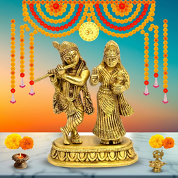 Radha Krishna Love Statue UAE,Solid Brass Radha Krishna Figurine,Hindu God Idol for Home Mandir,Radha Krishna Gift Item Dubai,Indian Religious Idol UAE,