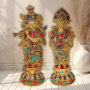 Handcrafted Brass Radha Krishna,Radha Krishna Murti Brass,Pooja Radha Krishna Brass Statue,Radha Krishna Pair for Gifting,Radha Krishna Statue for Mandir, 