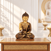 Tibetan temple Lord Buddha statue, Tibetan shrine Enlightened Buddha statue, premium Meditating Buddha deity statue, stylish Abhaya Mudra Buddha décor, Gautama Buddha home décor, 