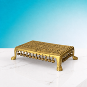Indian handmade brass pooja platform, traditional Indian brass chowki, modern handcrafted brass pooja stand, decorative brass idol platform, 

