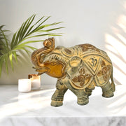 Home Decor Brass Elephant Figure
Home Decor Brass ElephantPatina finish brass elephant with hand engraving
Handmade brass elephant showpiece from India
Decorative antique brass elephant for home decor