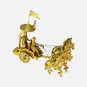 Hand engraved brass chariot
Hindu brass spiritual decor
Arjun Rath brass idol
Mahabharata brass chariot
Brass Rath with horses
Brass Arjun chariot statue
Traditional brass home decor