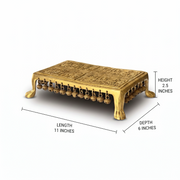 brass pooja stand for idols, brass platform for pooja room, brass altar stand with 4 legs, brass deity display chowki, premium brass religious furniture,  