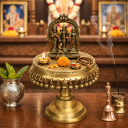 solid brass round pooja chowki, solid brass pooja stand, round brass pooja chowki, round brass worship stand, round brass pooja stool, solid brass round bajot, 
