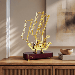 vintage brass ship décor, antique brass sailboat ornament, brass nautical table decoration, Indian brass boat handicraft, brass yacht decorative showpiece, traditional brass ship statue, brass marine décor accessory, 