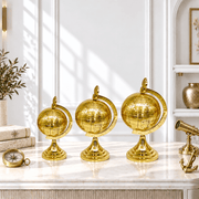 Brass English Table Globe, Handwritten English Brass Globe, Golden Finish Brass World Globe, Solid Brass Desk Globe with English Labels, Antique Look Brass Tabletop Globe.