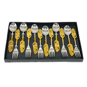 Brass stainless cutlery
Premium dining forks
Handcrafted spoon set
UAE luxury cutlery
Gold cutlery set
Brass spoon and fork
12 pcs dinner set
Luxury cutlery UAE
Boxed cutlery gift
Gold-plated utensils