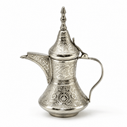 handcrafted white brass coffee pot, traditional white-finish qahwa pot UAE, Antique Arabic Dallah, Heritage Brass Coffee Pot, Middle Eastern Coffee Pot,