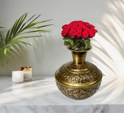 Metal Flower Vase With Hand Engraved