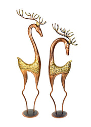 Handmade deer pair
Made in India product
35 inches height deer sculpture
Rajasthani made deer set
Indian traditional deer decor
Home decoration deer figurines