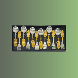  Cutlery for majlis UAE, Golden fork spoon combo Dubai, Best cutlery gift in UAE, Stainless steel serving set UAE, 
