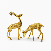 Lustrous Golden Deer Figurines, Smooth Gold-Tone Animal Décor, Mirror-Polished Brass Deer, Premium Golden-Finish Sculpture, Hand-Polished Brass Showpiece, Hand-Carved Brass Deer Pair, 