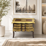 Indian heritage style furniture Dubai
Hand carved wooden table with brass
Wooden side table for majlis
Antique decor furniture UAE