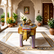 Elephant side table UAE,Hand-painted elephant table,Wooden elephant stool,
Rajasthani elephant table,Antique elephant table,