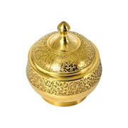 Gold Finish Brass Snack Bowl
Traditional Brass Serving Dishl
Indian Brass Tableware Dish
Round Base Brass Fruit Bowl
