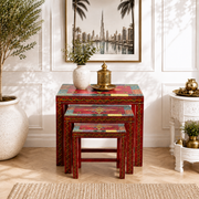 Handmade Wooden Nesting Table Dubai,Decorative Wooden Table Set UAE,
Painted Nesting Tables for Sale UAE,3 Piece Wooden Side Table Set,Handcrafted Mango Wood Tables,