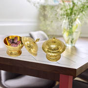 Arabic style dry fruit and dates serving bowl 
Luxury embossed brass tableware Traditional Indian brass sugar pot for gifting and home decor
Decorative brass bowl with lid