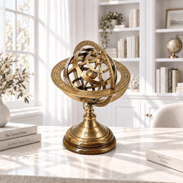 Brass Armillary Sphere UAE, Nautical Brass Globe with Antique Finish, Antique Finish Armillary Sphere, Brass Nautical Globe for Home Decor, Handmade Armillary Sphere India, Brass Celestial Globe with Stand.