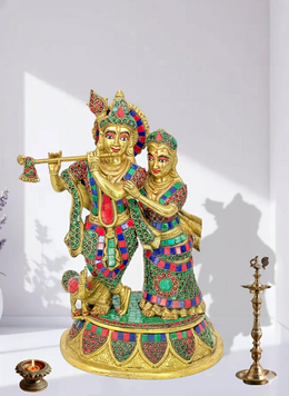 Indian Brass Divine Pair
Radha Krishna Stone Work
Brass Hindu Temple Idol
Handcrafted Brass Home Decor
Solid Brass Radha Krishna