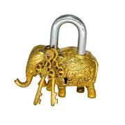 Brass elephant padlock
Antique elephant lock
Vintage brass lock
Elephant padlock with keys
Brass lock India-made
Patina finish lock
Decorative brass padlock
Traditional elephant lock
Rustic brass padlock