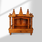 Solid sheesham wood home temple,Hand carved pooja shelf UAE,Vintage look solid wood mandir, Home pooja shelf wood Dubai,