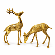  زوج غزلان نحاسي (Brass Deer Pair), تمثال أيل ذهبي (Golden Stag Statue), ديكور غزال ذهبي (Golden Gazelle Décor), Solid Brass Deer Statues, Pure Brass Animal Sculpture, Cast Brass Deer Pair, 
