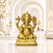 Vastu Ganesha idol in brass, Indian God statue online UAE, Traditional Ganesha idol for pooja, Solid brass Ganpati figurine UAE, Brass Ganesha murti for gift, Festival decor Ganesha idol Dubai, 