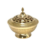 Brass Dry Fruit Bowl with Cut Work Lid and Gold Finished