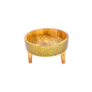 Wooden Table Round With 3 Legs With Brass Fitted Work