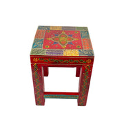 Solid Wood Nesting Table With Hand Painted Colorful Finish 3 pieces set