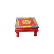 Wooden Pooja Stand Squire Design With Hand Painted