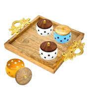 Dry Fruit Bowl Set With Wood Tray