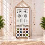 Pooja Temple with white color with titles fitted