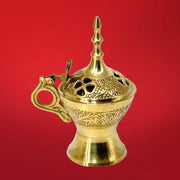 Hand Made Brass Bakhoor Burner With Cup Shape With Gold Brass Finish