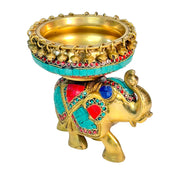 Brass Pooja Urli With Elephant With Hand Engraved