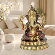 Brass Hand Made Laxshmi Ganesh Statue With Copper Antique