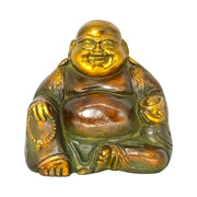 Brass Buddhism 5 boy lad happy laughing Buddha lucky figurine with patina finish
