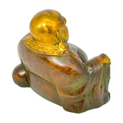 Brass Buddhism 5 boy lad happy laughing Buddha lucky figurine with patina finish