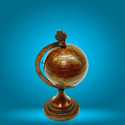 Brass Table World Globe With English Hand Writing &  Golden Polish