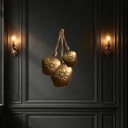 Edelweiss embossed gold antique cow bell for garden decor